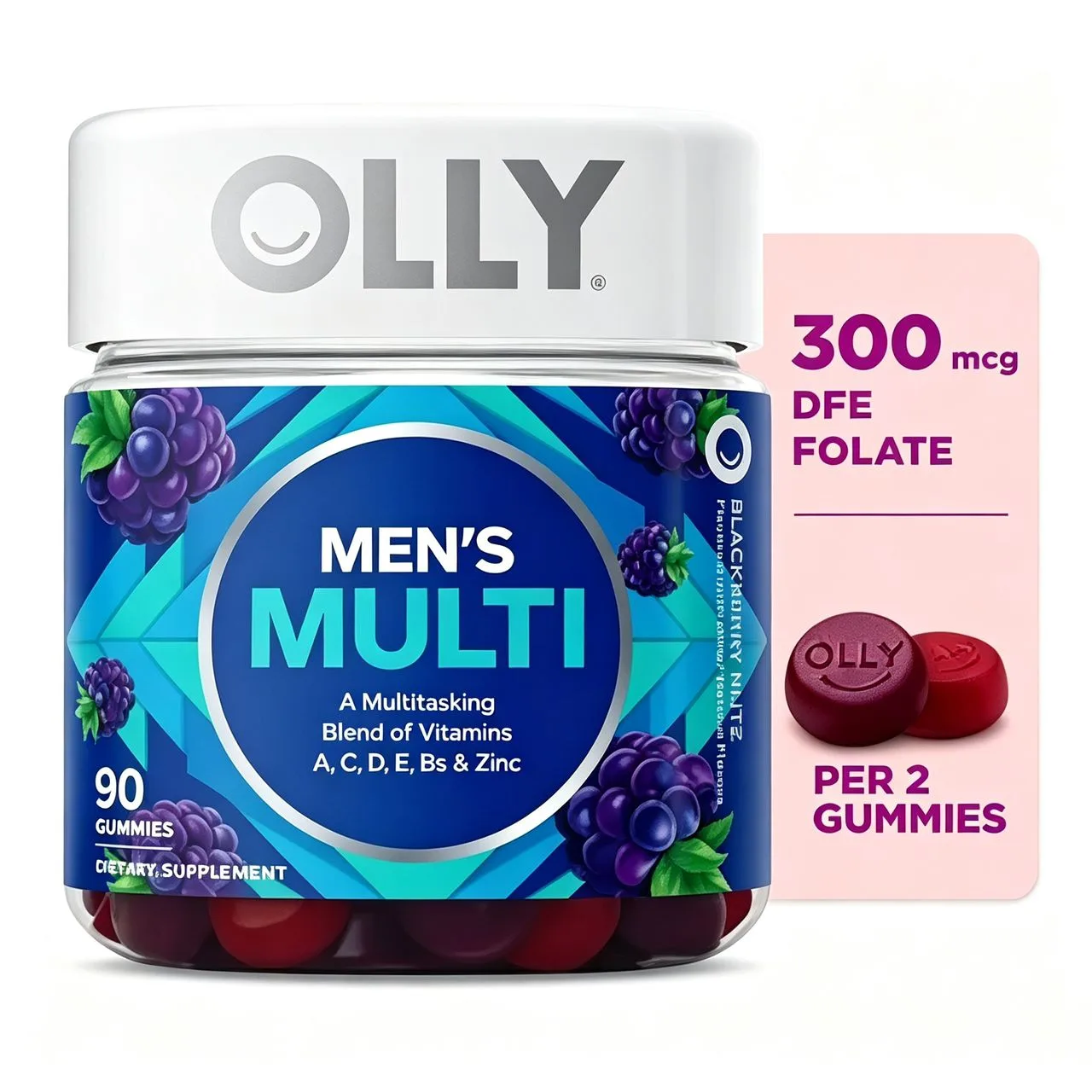 OLLY, Men's Multi Gummies, Blackberry Blitz, 90 Gummies thumbnail 2
