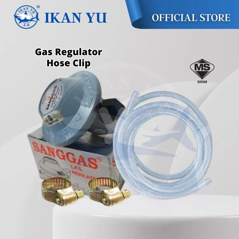 YU Ready Stock Complete Set Sanggas L.P.G Low Pressure Gas Regulator Safety Value & SIRIM HOSE & 2pcs Clips Ring thumbnail 4