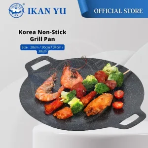 YU Online - Kuali Leper tak melekat / Korea Non-stick Black Grill Pan / Korean Outdoor Camping Grill Pan /BBQ Grills Pan