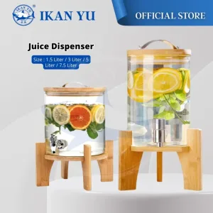 🔥OFFER🔥YU - Dispenser Air Kaca / Cold Hot Glass Beverage Dispenser / Water Dispenser / Juice Dispenser / Tea Bucket