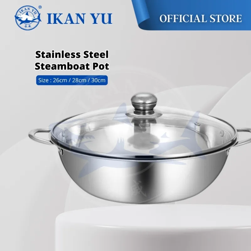 YU Online - Periuk Steamboat Keluli Tahan Karat / Stainless Steel Double Handle Steamboat Pot / Hot Pot / Soup Pot / 盆菜 thumbnail 5