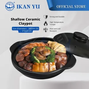 YU Premium - Periuk Tanah Hitam tahan panas 800℃ / Clay Pot Heat Resistant 800℃ / Clay Cooking Pot / Casserole cookware