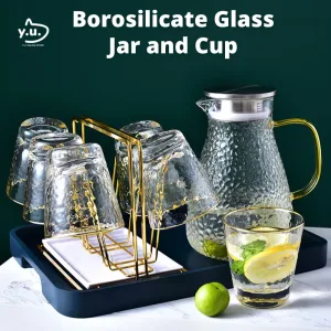 YU Ready Stock Borosilicate Glass Jug and Cup / Heat Resistant Juice Jar / Transparent Teapot / Cold Hot Teko