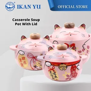 YU Online - Periuk Tanah seramik bentuk kucing / Cat Claypot Cute Clay pot Casserole Ceramic Pot 招财猫 汤锅 砂锅 1.8L/ 3.6L