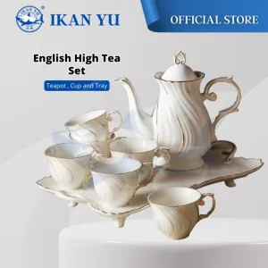 YU Premium - Set Teh Gaya Eropah Seramik / European Luxury Ceramics Rose & White Tea Set / wedding gift