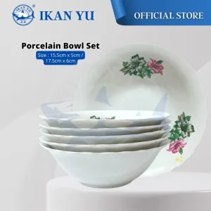 YU Online - 6'' & 7'' Enamel Mangkuk Lama Bunga 6biji / Dinnerware Porcelain Bowl Set (6pcs) Kang Kung Dining Soup Bowl