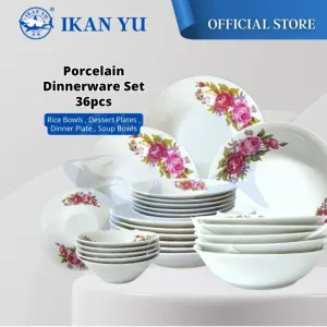 YU Online - 36pcs Set Enamel Pinggan Mangkuk BungaLama / Dinnerware Porcelain Plate Set Dining Plate
