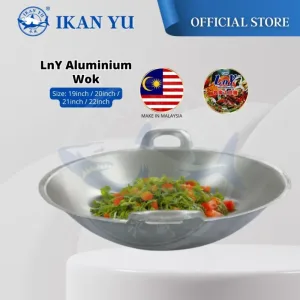 YU Online - 19’ ~ 22'Inch Cap LnY Kuali Aluminium dua tangkai / Double handle Aluminum Cooking Wok / Wok / Kuali