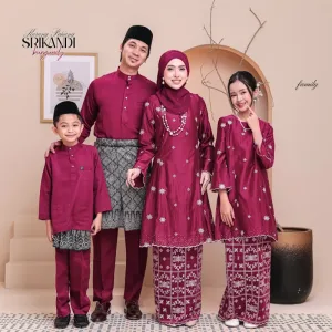 Set Family Kurung Moden Riau Srikandi IN Burgundy By Moff2U