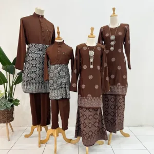 New Collection Raya Set Family Kurung Moden Songket In DARK BROWN I Kurung Moden I Raya 2026