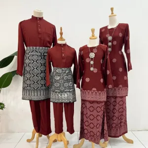 New Collection Raya Set Family Kurung Moden Songket In RICH BROWN I Kurung Moden I Raya 2026