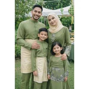 Set Family Kurung Moden MOLIKA IN Sage Green by Moff Collection
