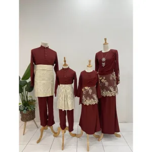 Set Family Kurung Moden MOLIKA IN Rich Brown by Moff Collection