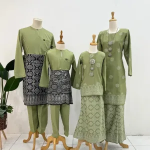 New Collection Raya Set Family Kurung Moden Songket In Sage Green I Kurung Moden I Raya 2026