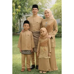 Set Family Kurung Moden MOLIKA IN Mocha by Moff Collection