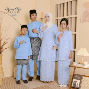 NEW COLLECTION RAYA I SET FAMILY RIAU POLKADOT IN BABY BLUE BY MOFF I KURUNG MODEN I BAJU MELAYU IN 2026