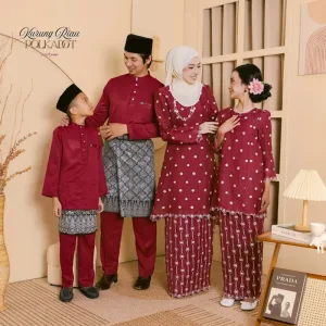 NEW COLLECTION RAYA I SET FAMILY RIAU POLKADOT IN MAROON BY MOFF I KURUNG MODEN I BAJU MELAYU IN 2026