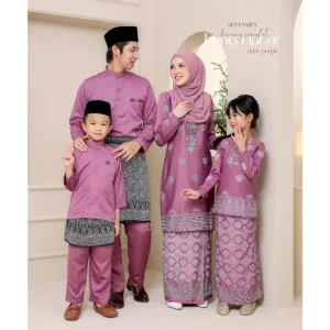 Set Family Songket Tabur In DUSTY PURPLE I Kurung Moden I Ayah Anak I Ibu I Moden I Set Family By Moff2u
