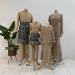 NEW DESIGN SET FAMILY MODEN DELIMA IN MOCHA I KURUNG DAN BAJU MELAYU I MATERIAL CHIFFON