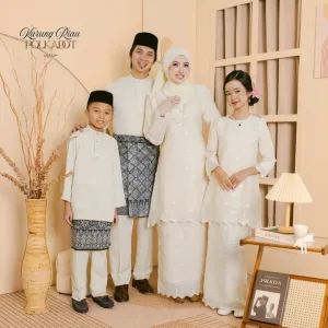 NEW COLLECTION RAYA I SET FAMILY RIAU POLKADOT IN CREAM BY MOFF I KURUNG MODEN I BAJU MELAYU IN 2026