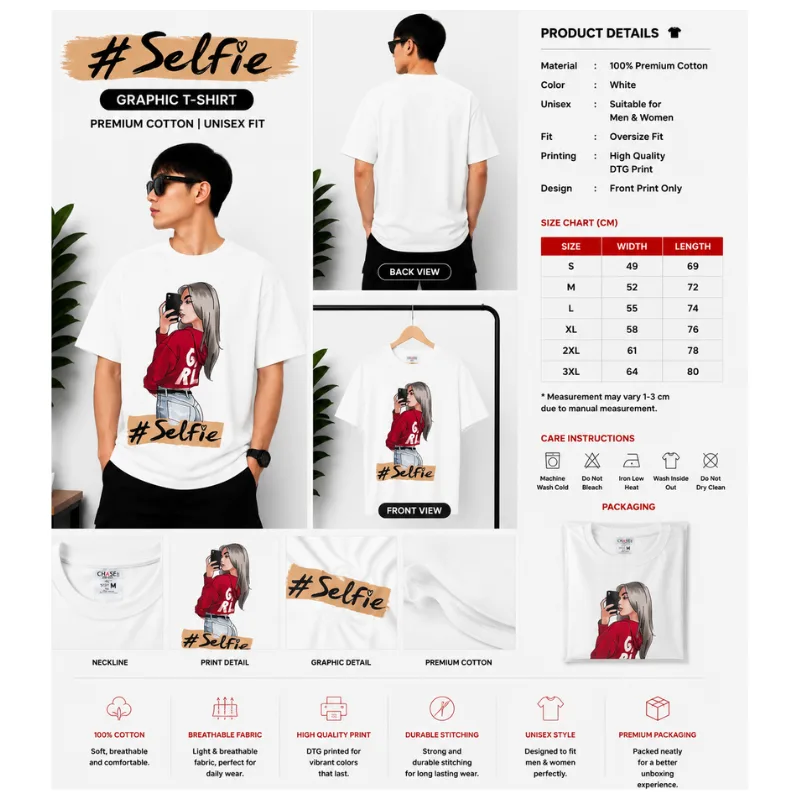 Selfie Girl Oversize T-Shirt thumbnail 2
