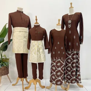 Set Family Kurung Sarra In Dark Brown By Moff2U I Kurung Moden I Raya 2026