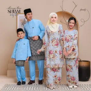Set Family Kurung Riau Sulam in Baby Blue By Moff2U