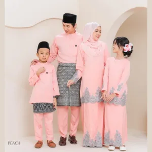 Set Family KURUNG MODEN DAMARA IN PEACH I KURUNG Moden I Ayah Anak I Ibu I Moden I Set Family By Moff2u