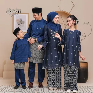 Set Family Kurung Moden Riau Srikandi IN Navy Blue By Moff2U