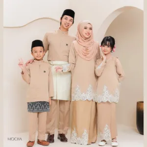 Set Family KURUNG MODEN DAMARA IN MOCHA I KURUNG Moden I Ayah Anak I Ibu I Moden I Set Family By Moff2u
