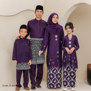 Set Family Kebarung Sarra IN DARK PURPLE I KURUNG Moden I Ayah Anak I Ibu I Moden I Set Family By Moff2u
