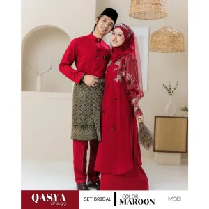 SET NIKAH DRESS QASYA 7 ITEM IN MAROON I NIKAH I TUNANG I SANDING I DINNER BY MOFF COLLECTION