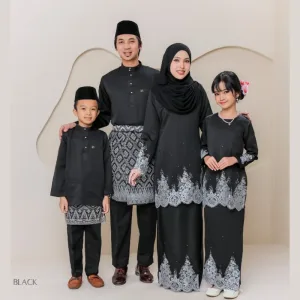 Set Family KURUNG MODEN DAMARA IN BLACK I KURUNG Moden I Ayah Anak I Ibu I Moden I Set Family By Moff2u
