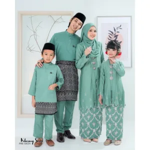 Set Family Kebarung Sarra IN PINE GREEN I KURUNG Moden I Ayah Anak I Ibu I Moden I Set Family By Moff2u