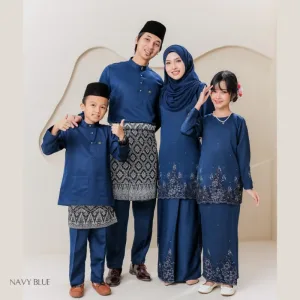 Set Family KURUNG MODEN DAMARA IN NAVY BLUE I KURUNG Moden I Ayah Anak I Ibu I Moden I Set Family By Moff2u