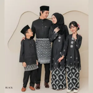 Set Family Kebarung Sarra IN BLACK I KURUNG Moden I Ayah Anak I Ibu I Moden I Set Family By Moff2u