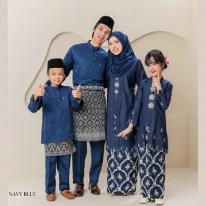 Set Family Kebarung Sarra IN NAVY BLUE I KURUNG Moden I Ayah Anak I Ibu I Moden I Set Family By Moff2u