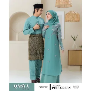 SET NIKAH DRESS QASYA 7 ITEM IN PINE GREEN I NIKAH I TUNANG I SANDING I DINNER BY MOFF COLLECTION