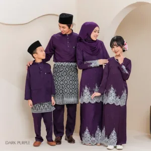 Set Family KURUNG MODEN DAMARA IN DARK PURPLE I KURUNG Moden I Ayah Anak I Ibu I Moden I Set Family By Moff2u