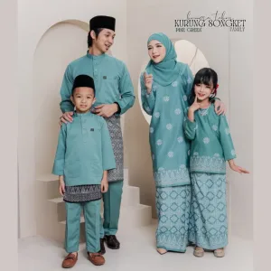 Set Family Songket Tabur In PINE GREEN I Kurung Moden I Ayah Anak I Ibu I Moden I Set Family By Moff2u