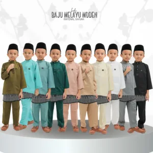 Baju Melayu Budak + Sampin In 10 colour I Baju Melayu Moden I Raya 2024 By Moff Collection