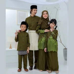 Set Family Belvana In Olive Green I Kurung Moden I Set Family I Raya 2026 By Moff Collection