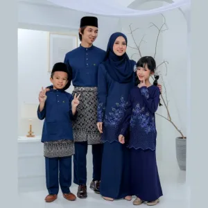 Set Family Belvana In Navy Blue I Kurung Moden I Set Family I Raya 2026 By Moff Collection