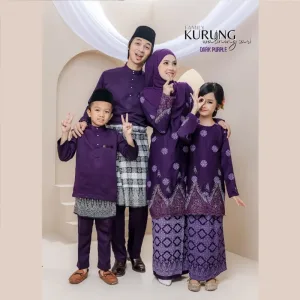 SET FAMILY WALINONG SARI | KURUNG WALINONG SARI IN DARK PURPLE BY MOFF COLLECTION