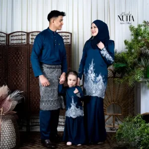 Set Family KURUNG MODEN NUHA IN NAVY BLUE I KURUNG Moden I Ayah Anak I Ibu I Moden I Set Family By Moff2u