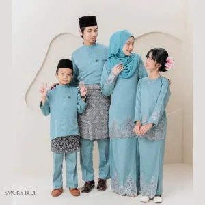 Set Family KURUNG MODEN DAMARA IN SMOKE BLUE I KURUNG Moden I Ayah Anak I Ibu I Moden I Set Family By Moff2u