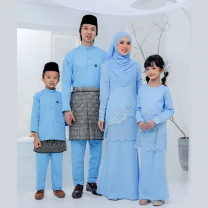 Set Family Belvana In Baby Blue I Kurung Moden I Set Family I Raya 2026 By Moff Collection