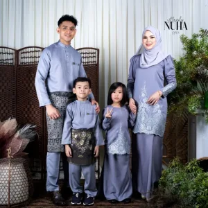 Set Family KURUNG MODEN NUHA IN GREY I KURUNG Moden I Ayah Anak I Ibu I Moden I Set Family By Moff2u