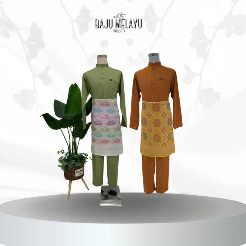 MOFF Baju Melayu Moden | Sakura Moden in BURNT ORANGE DAN GREEN TEA I BAJU MELAYU DEWASA | BAJU RAYA 2024 thumbnail 5