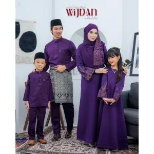 SET FAMILY ABAYA WIJDAN BAJU MELAYU IN DARK PURPLE RAYA 2026 | ABAYA BY MOFF2u